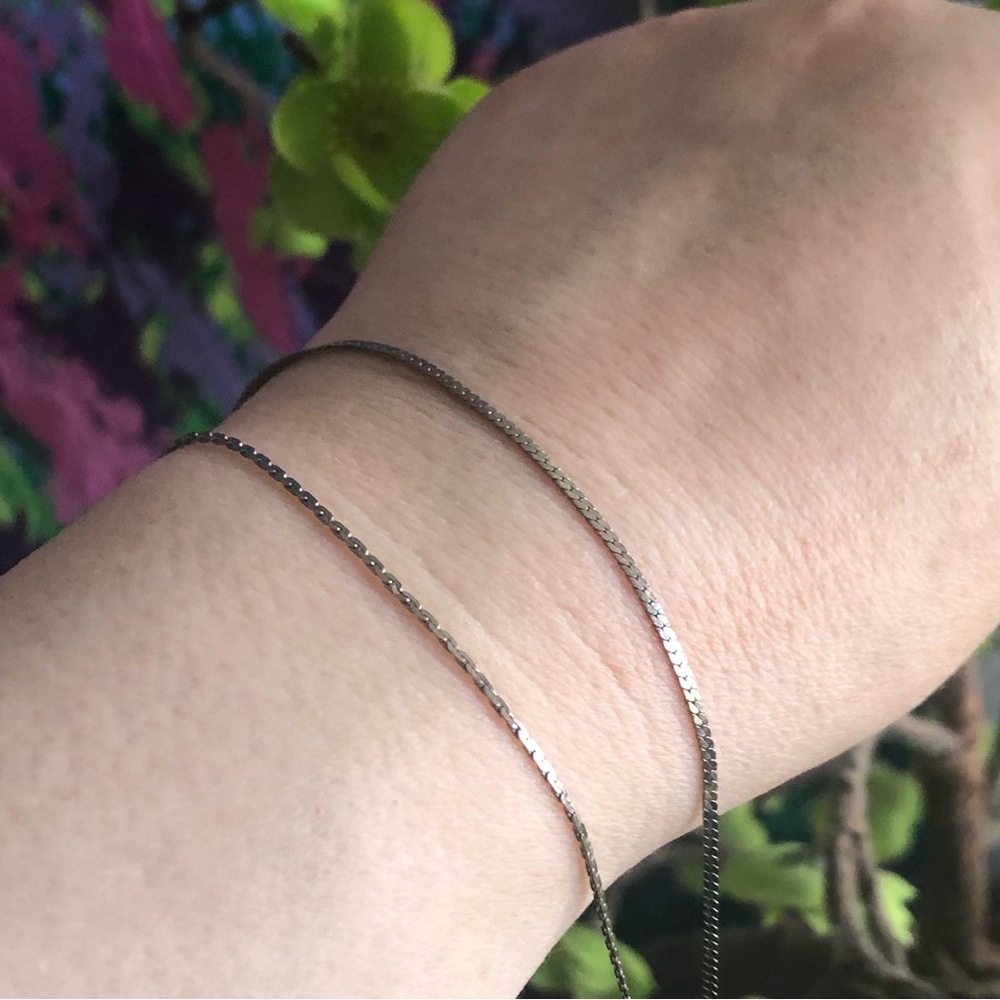 Vintage double strand silver plated chain bracelet